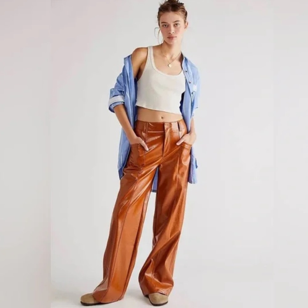 NWOT Free People paten leather pants
